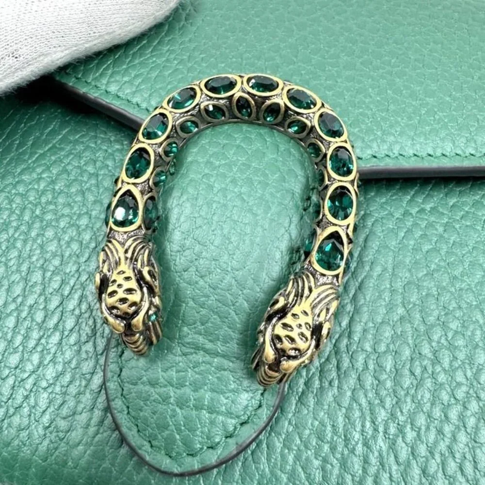 Gucci Dionysus Chain Wallet Leather Green Silver - Picture 3 of 9